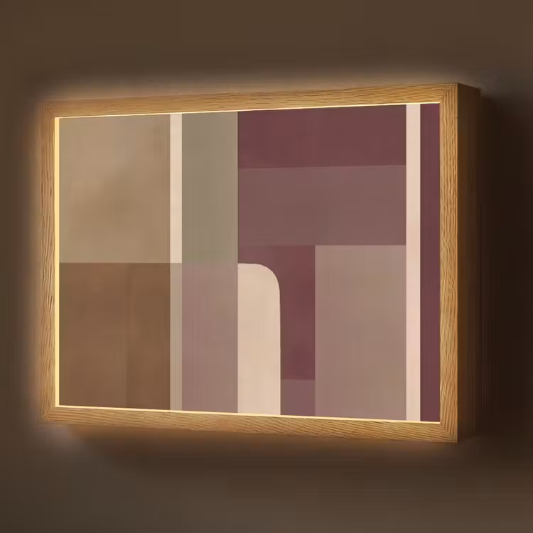 Lightbox - Wandlamp - Vlakken - Abstract - Bordeaux - Lijnen — 1