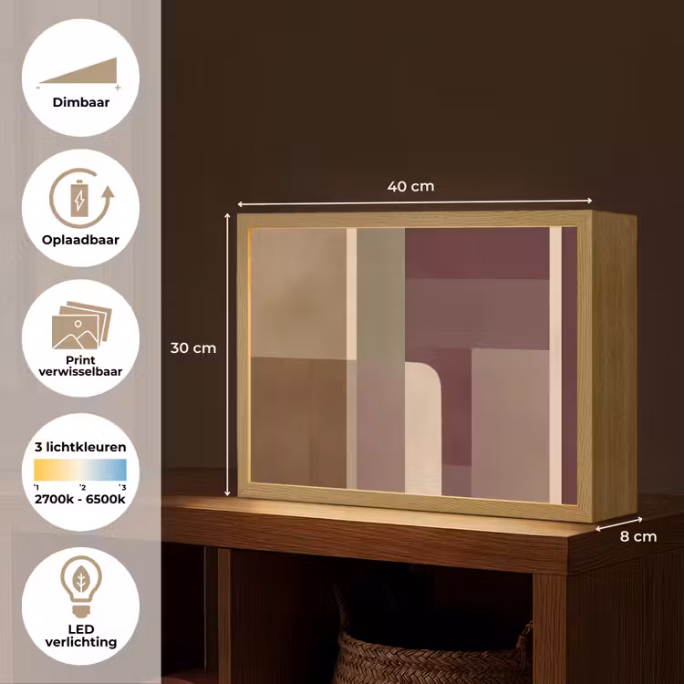 Lightbox - Wandlamp - Vlakken - Abstract - Bordeaux - Lijnen — 10