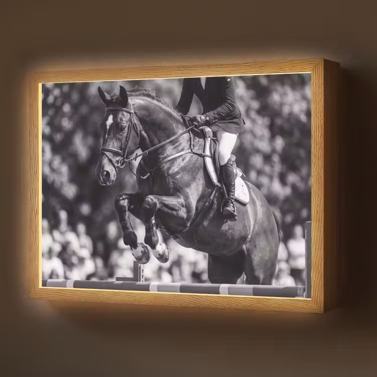 Lightbox - Wandlamp - Springen - Paard - Zwart - Wit — 1