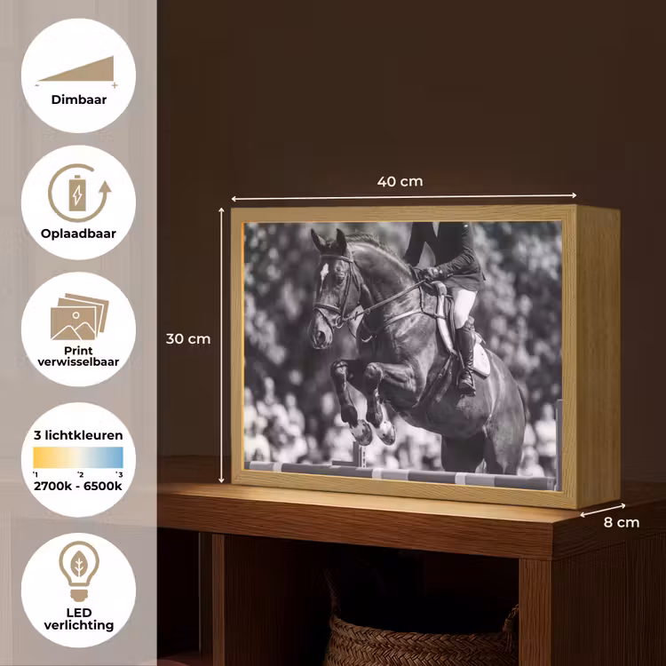 Lightbox - Wandlamp - Springen - Paard - Zwart - Wit — 10