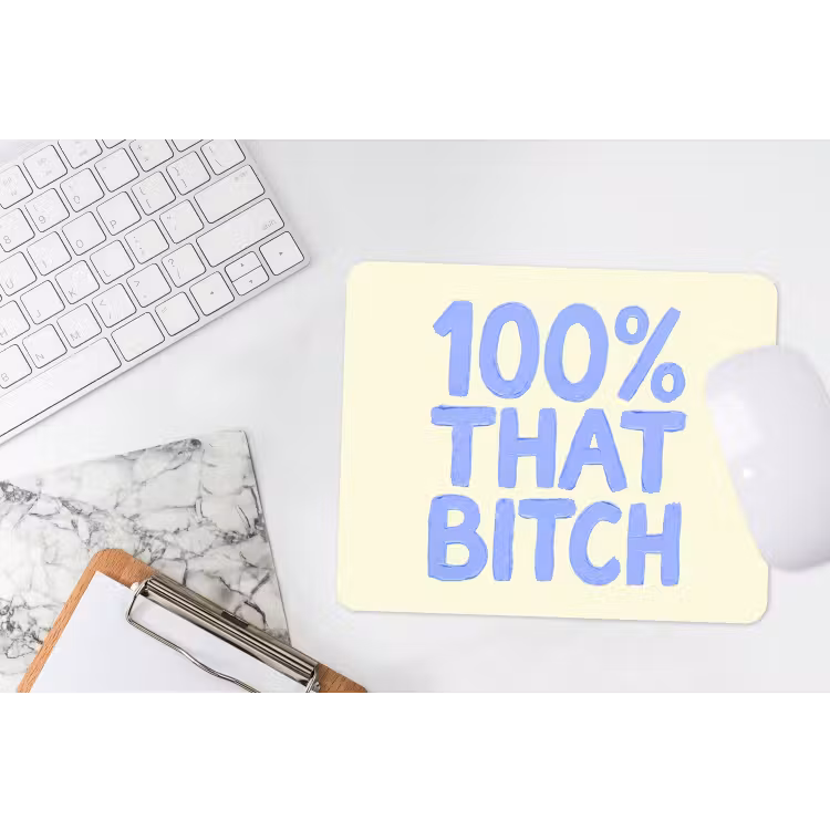 Muismat - 100% that bitch - Blauw - Wit — 2
