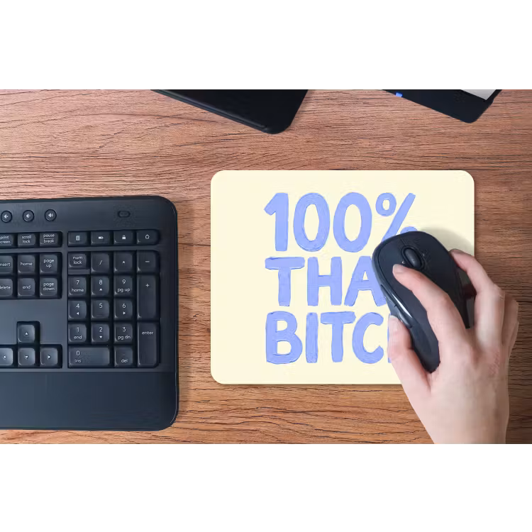 Muismat - 100% that bitch - Blauw - Wit — 3