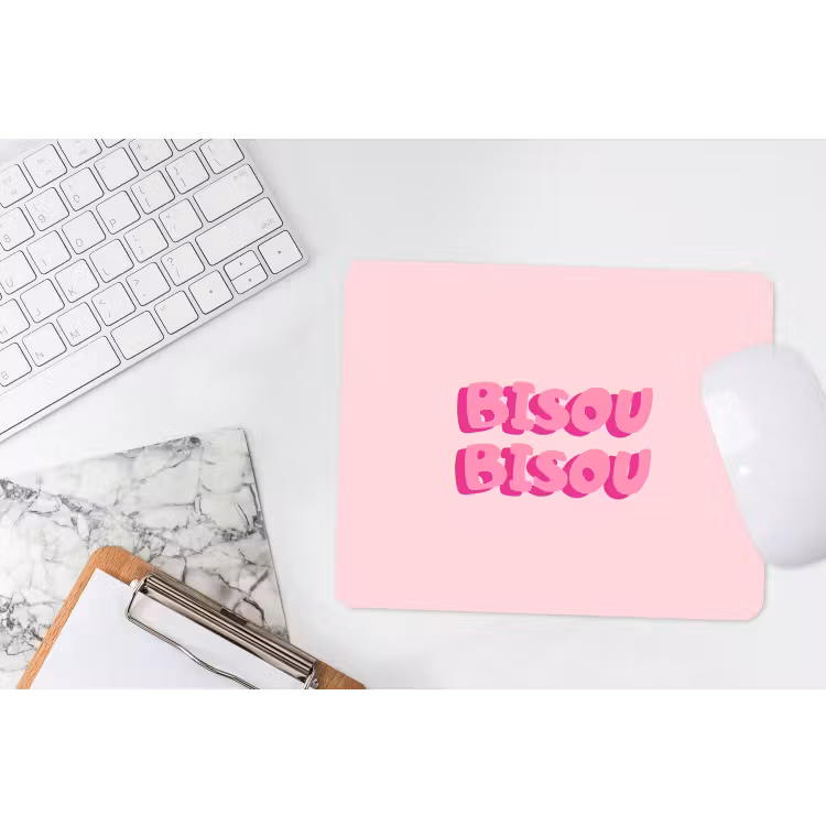 Muismat - Bisou - Roze - Dikke letters — 2
