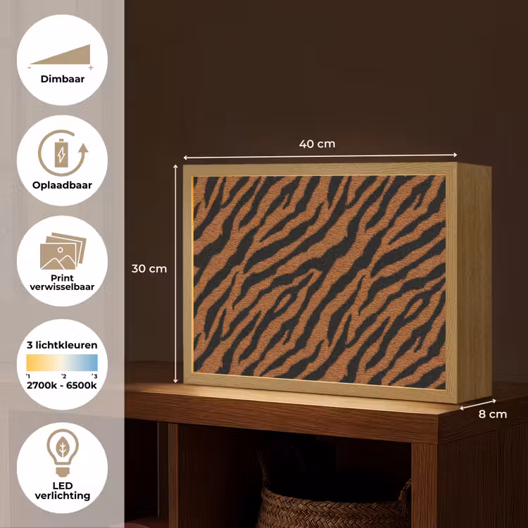 Lightbox - Wandlamp - Tijger - Zwart - Vacht — 10