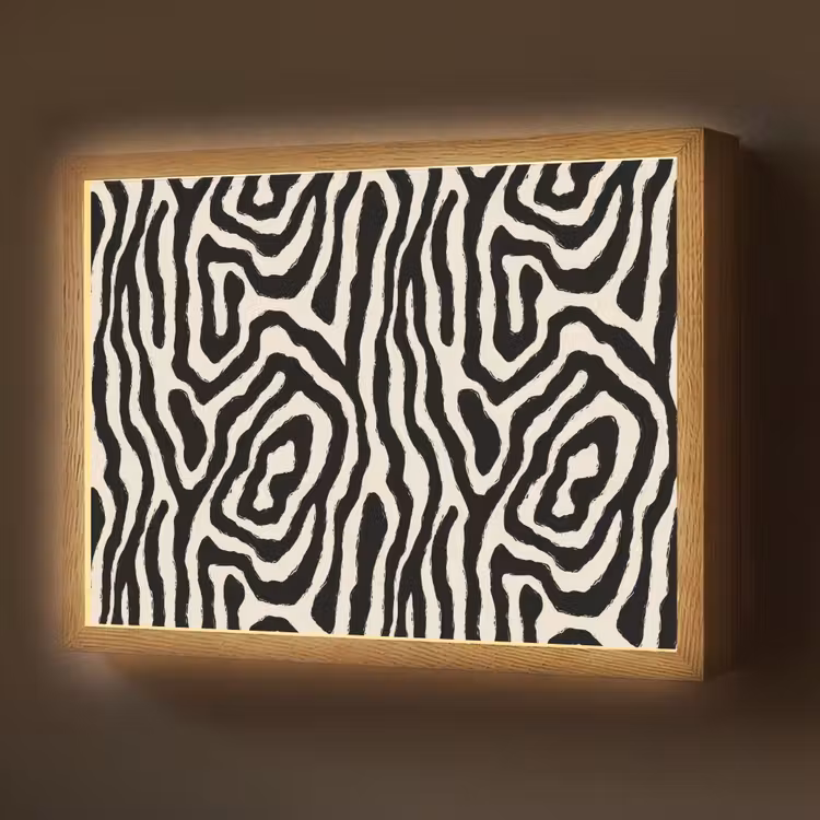 Lightbox - Wandlamp - Zebra - Zwart - Abstract — 1