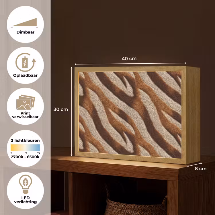 Lightbox - Wandlamp - Zebra - Bruin - Patroon — 10