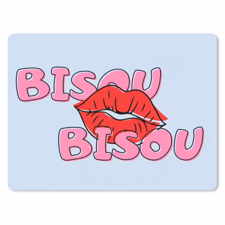 Muismat - Bisou - Blauw - Roze - Lippen — 1