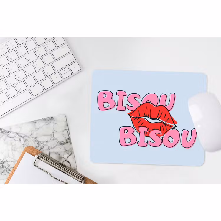 Muismat - Bisou - Blauw - Roze - Lippen — 2