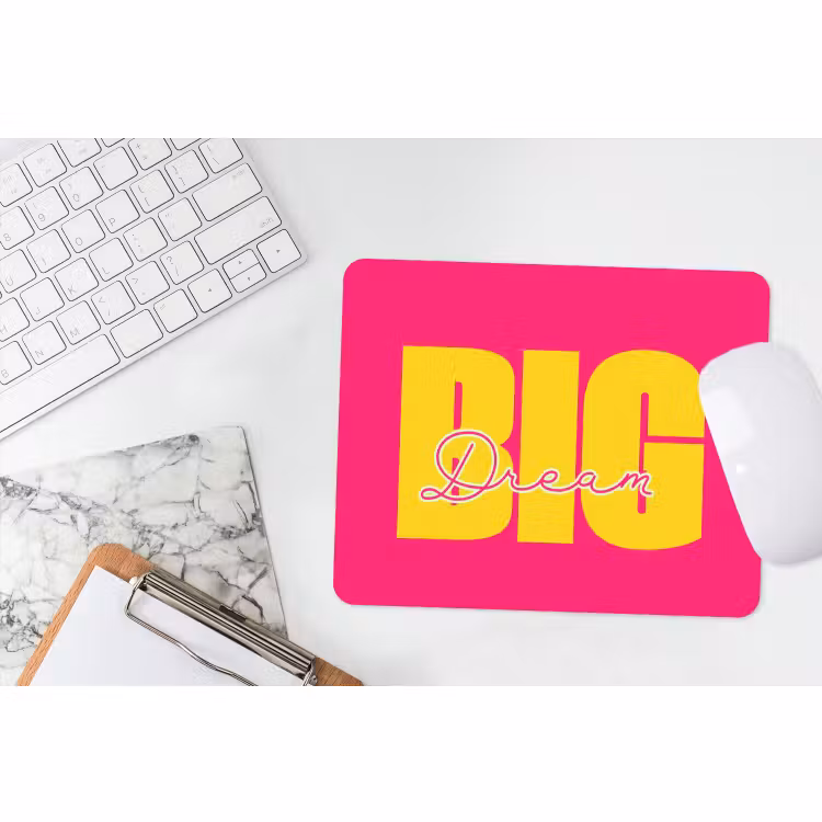 Muismat - Dream big - Roze - Geel - Minimalistisch — 2