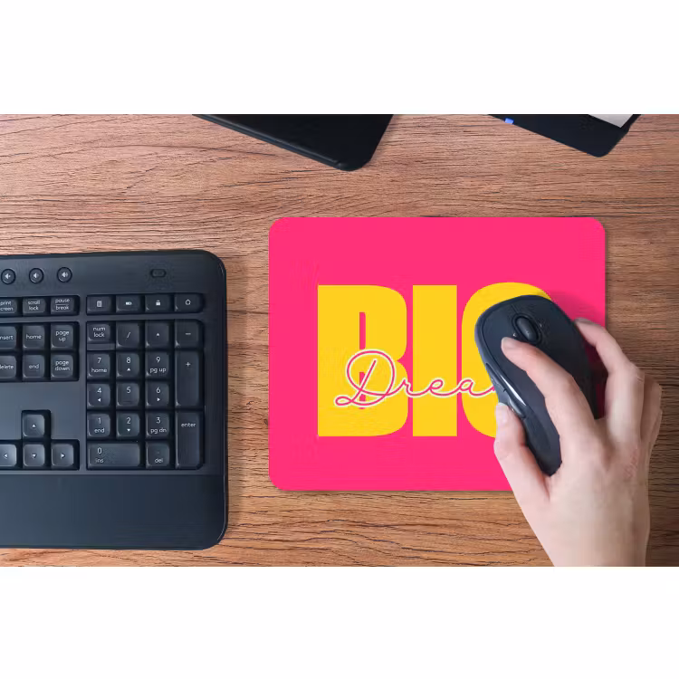 Muismat - Dream big - Roze - Geel - Minimalistisch — 3