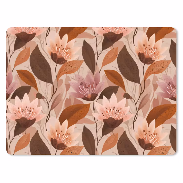 Muismat - Bloemen - Bladeren - Bruin — 1