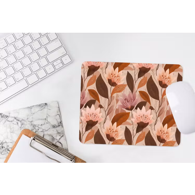 Muismat - Bloemen - Bladeren - Bruin — 2