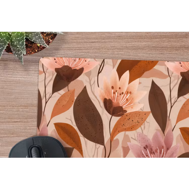 Muismat - Bloemen - Bladeren - Bruin — 4