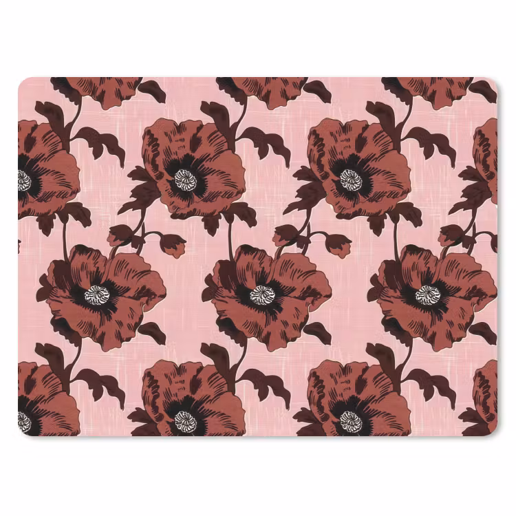 Muismat - Bloemen - Retro - Rood — 1