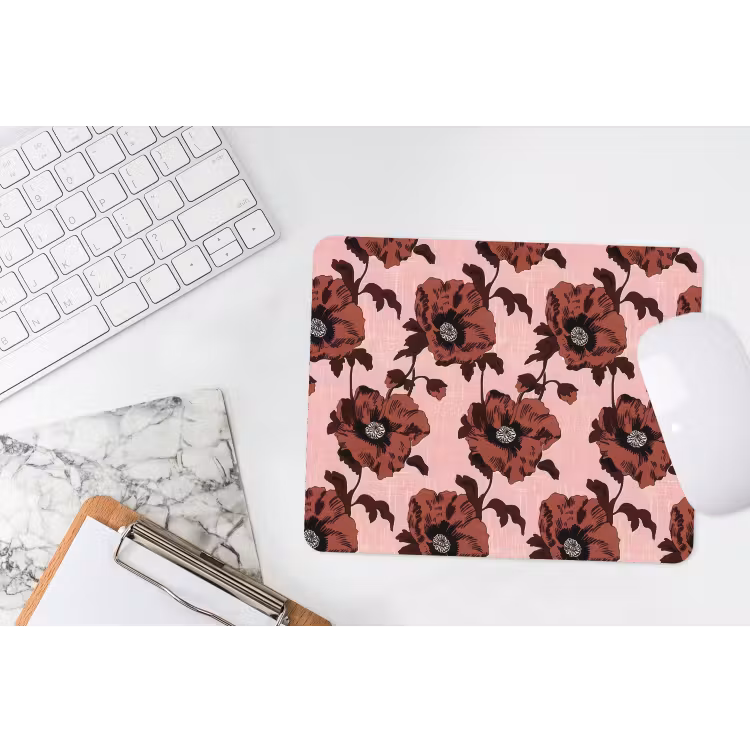 Muismat - Bloemen - Retro - Rood — 2