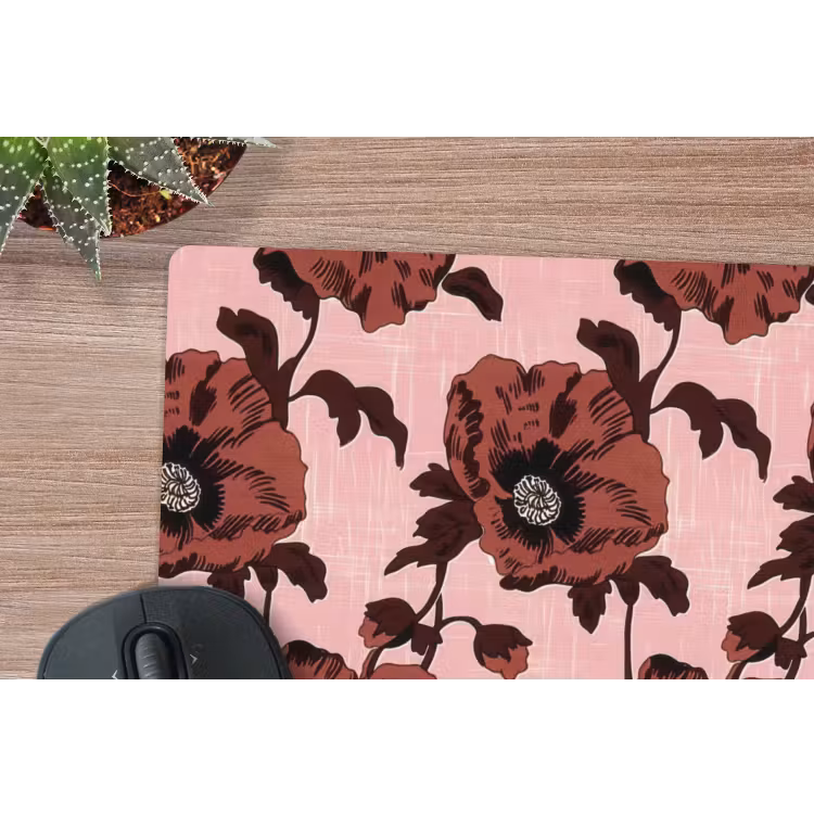 Muismat - Bloemen - Retro - Rood — 4