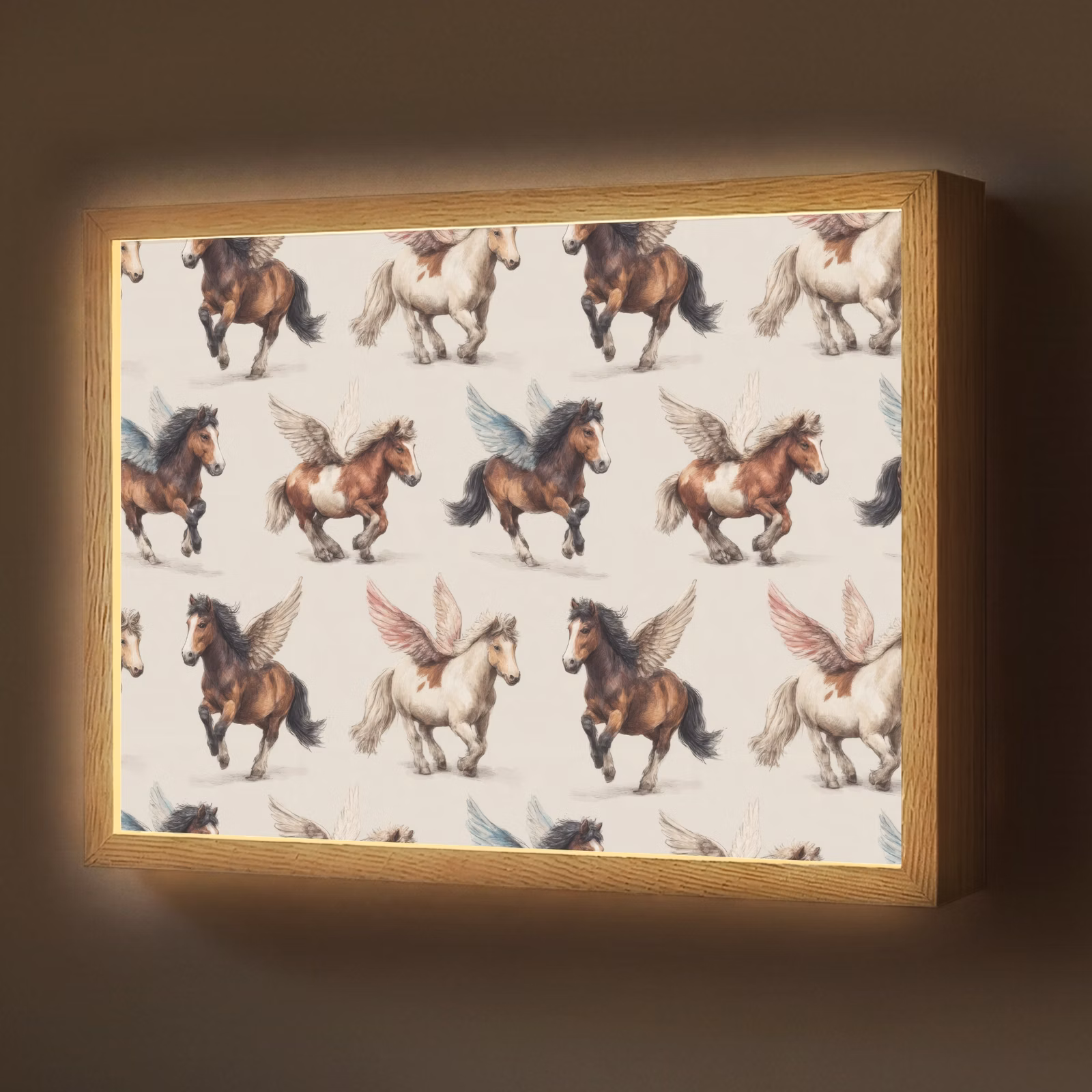 Lightbox - Wandlamp - Paarden - Vleugels - Kleurrijk — 1