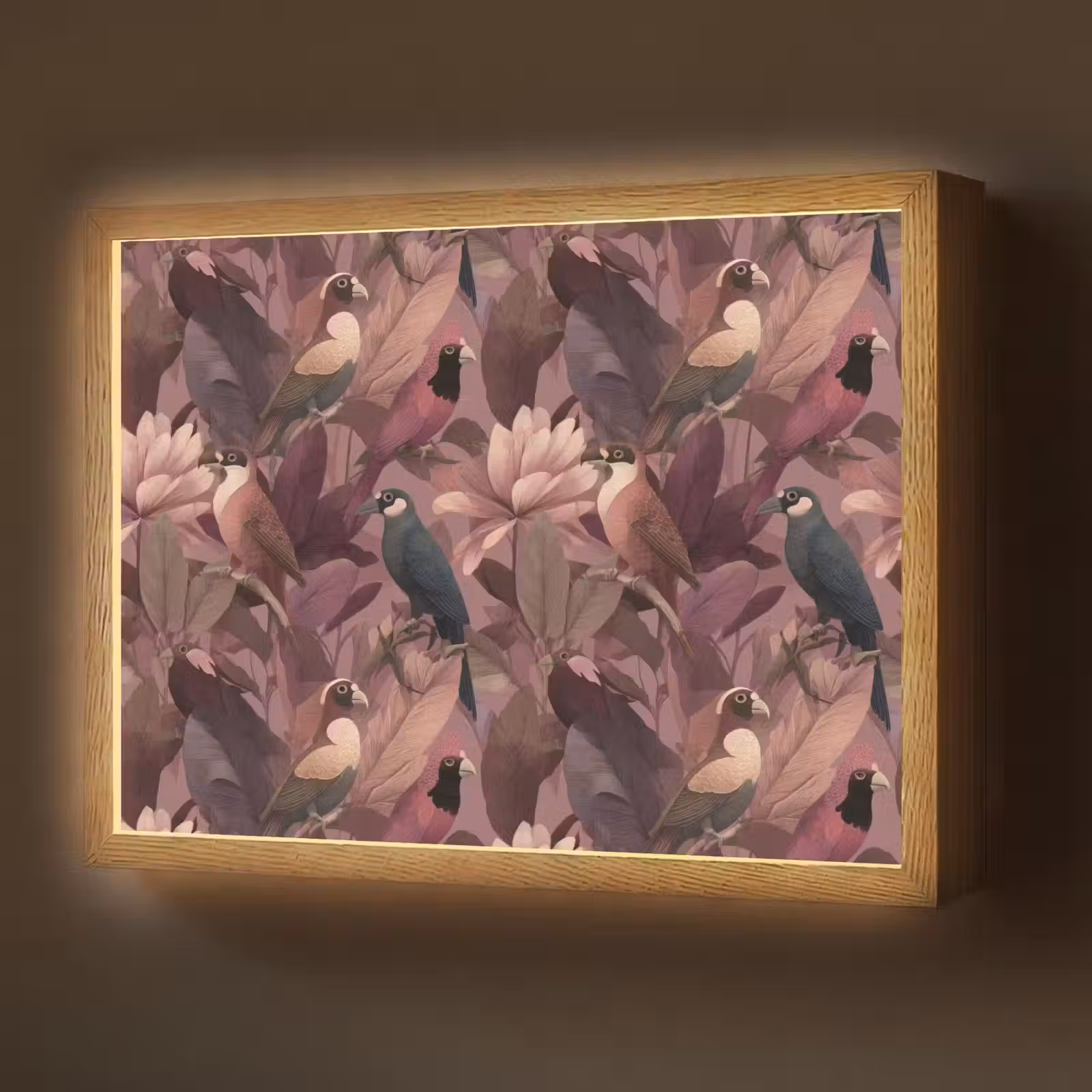 Lightbox - Wandlamp - Vogels - Bladeren - Roze — 1