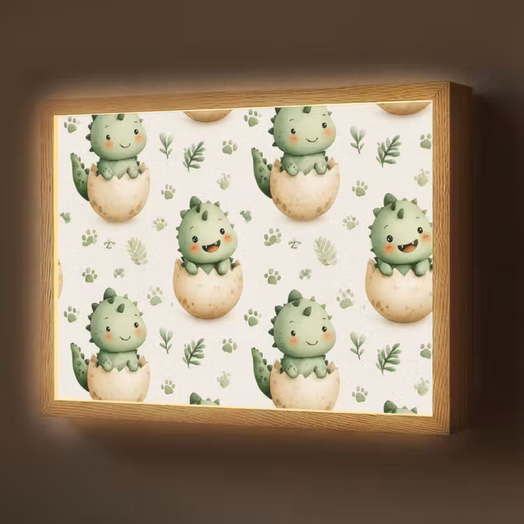 Lightbox - Wandlamp - Dino - Eieren - Groen — 1