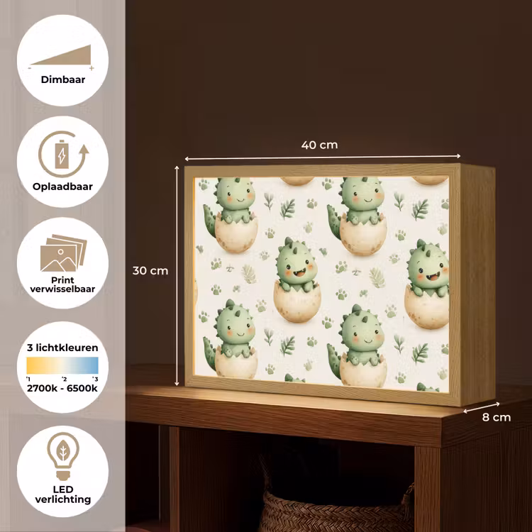 Lightbox - Wandlamp - Dino - Eieren - Groen — 10