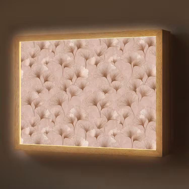 Lightbox - Wandlamp - Ginkgo - Patroon - Roze — 1