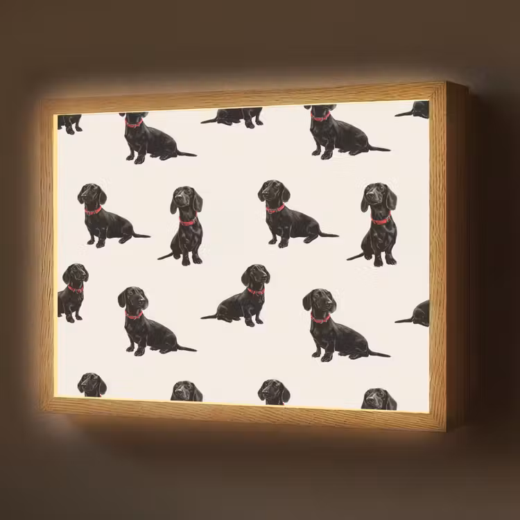 Lightbox - Wandlamp - Hond - Patroon - Zwart — 1