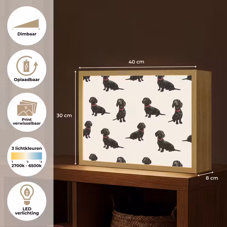 Lightbox - Wandlamp - Hond - Patroon - Zwart — 10