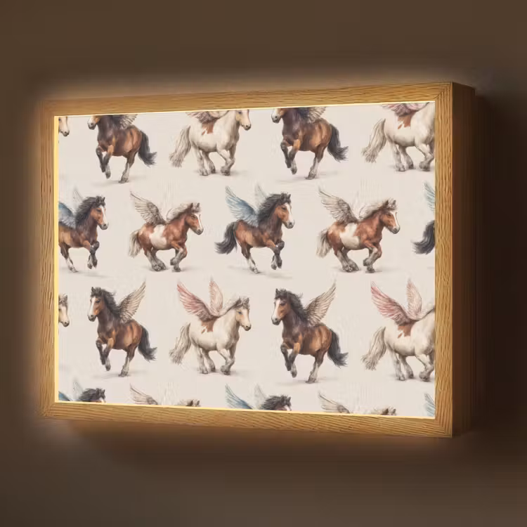 Lightbox - Wandlamp - Paarden - Vleugels - Kleurrijk — 1