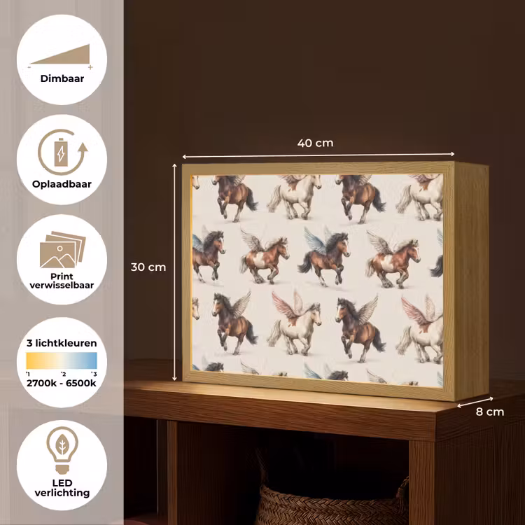 Lightbox - Wandlamp - Paarden - Vleugels - Kleurrijk — 10