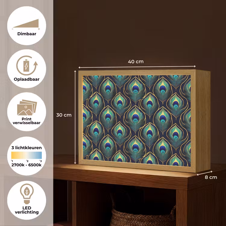 Lightbox - Wandlamp - Pauw - Veren - Groen — 10