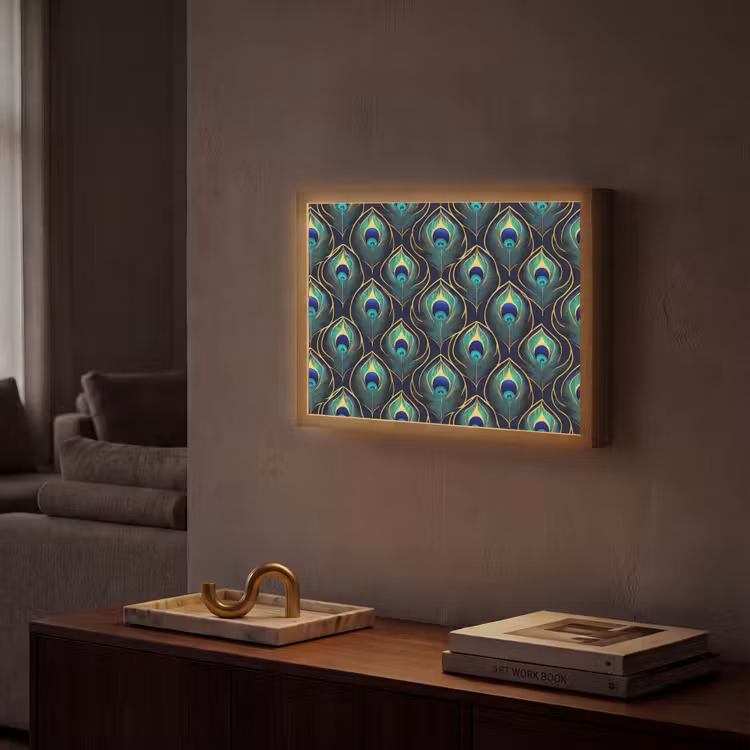 Lightbox - Wandlamp - Pauw - Veren - Groen — 2