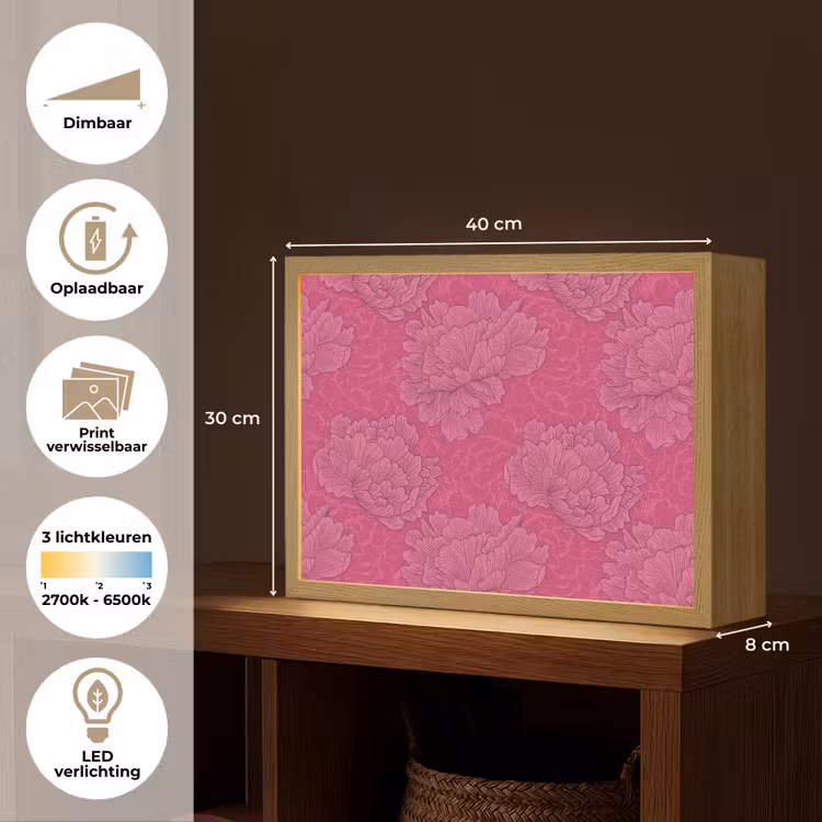 Lightbox - Wandlamp - Pioenrozen - Energiek - Roze — 10