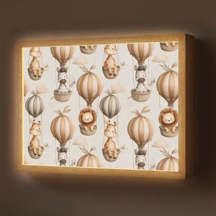 Lightbox - Wandlamp - Safari - Luchtballonen - Taupe — 1