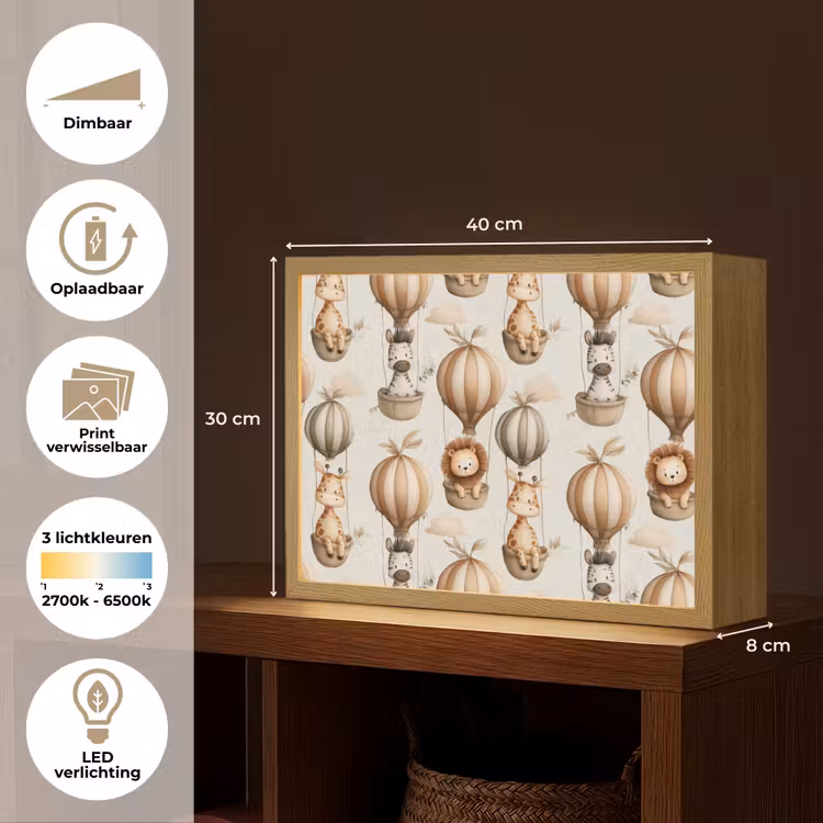 Lightbox - Wandlamp - Safari - Luchtballonen - Taupe — 10