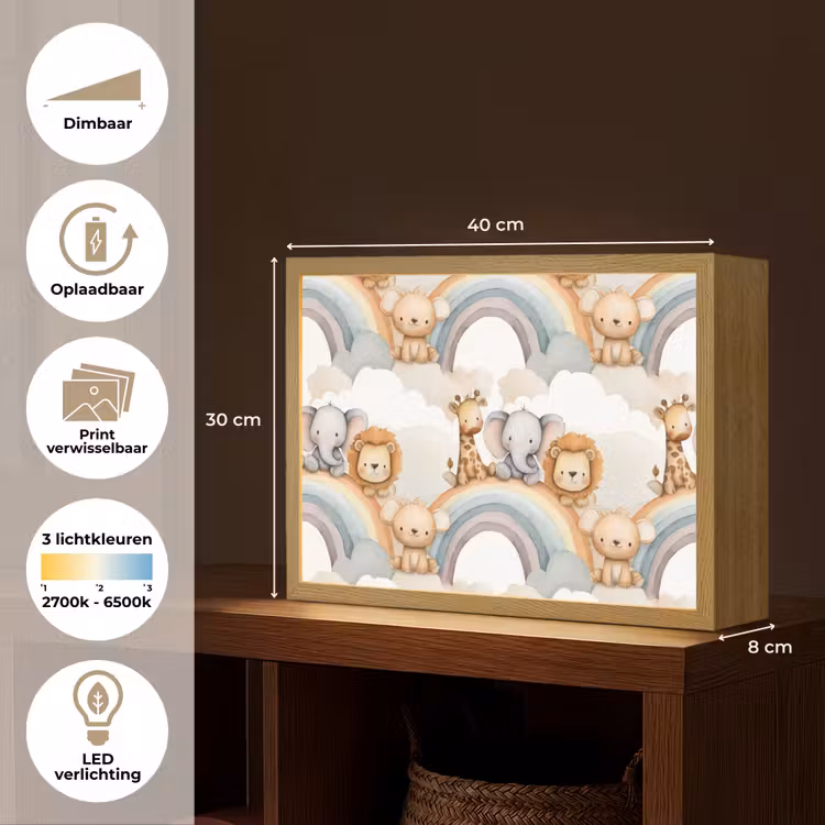Lightbox - Wandlamp - Safari - Regenboog - Kleurrijk — 10