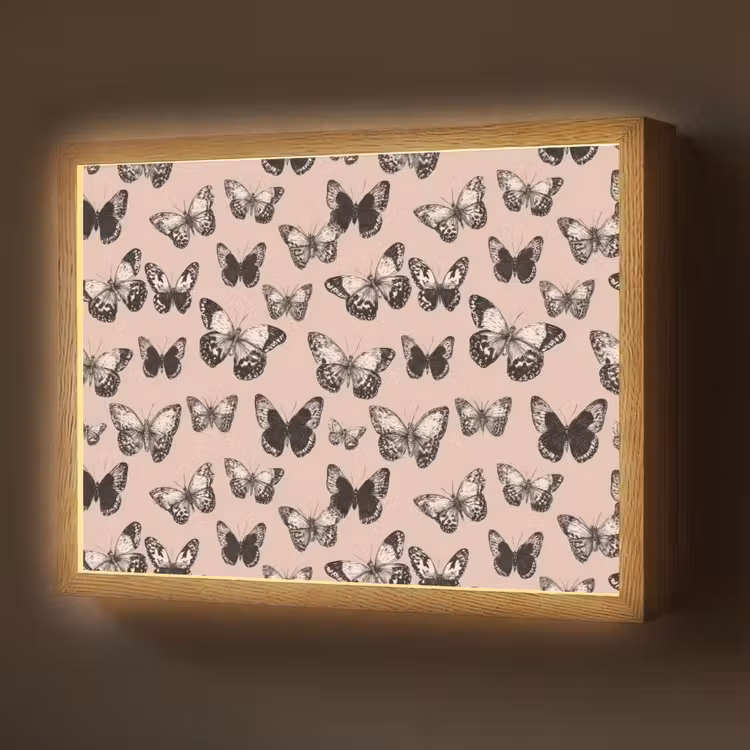 Lightbox - Wandlamp - Tijdloos - Vlinders - Perzik — 1