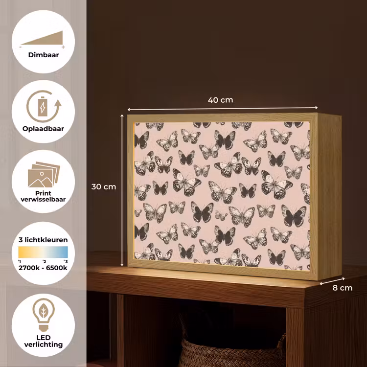 Lightbox - Wandlamp - Tijdloos - Vlinders - Perzik — 10