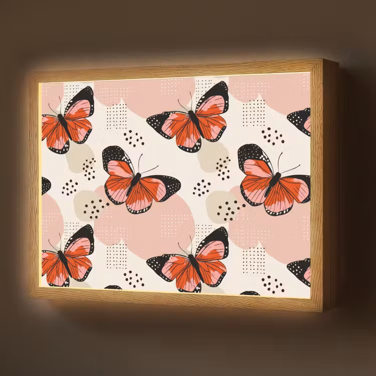 Lightbox - Wandlamp - Vlinders - Retro - Kleurrijk — 1