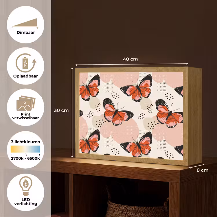 Lightbox - Wandlamp - Vlinders - Retro - Kleurrijk — 10