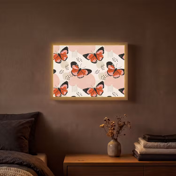 Lightbox - Wandlamp - Vlinders - Retro - Kleurrijk — 3