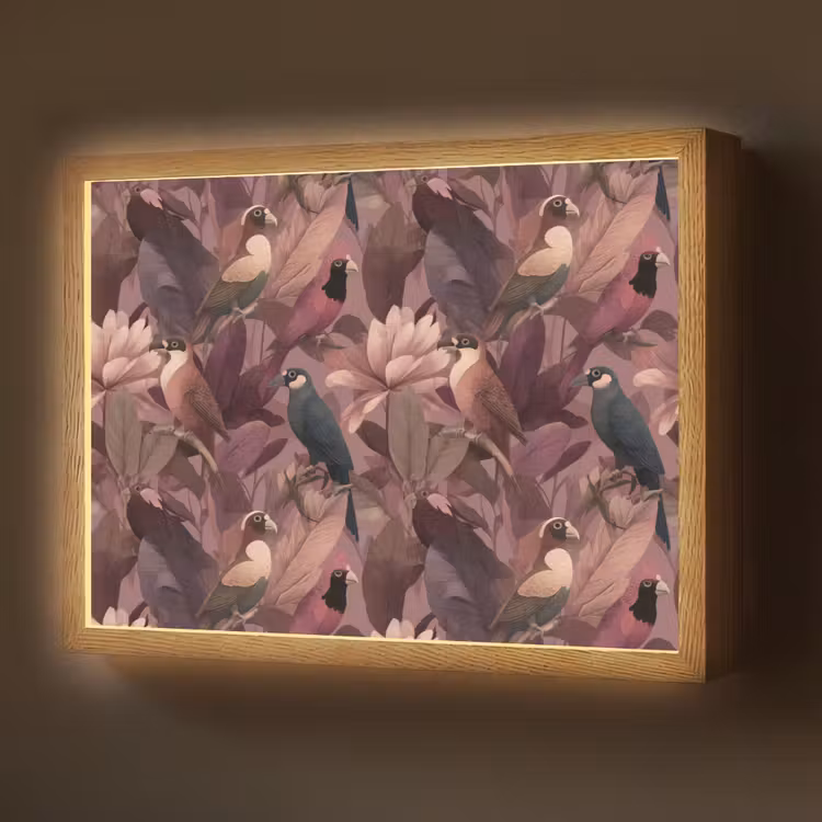 Lightbox - Wandlamp - Vogels - Bladeren - Roze — 1