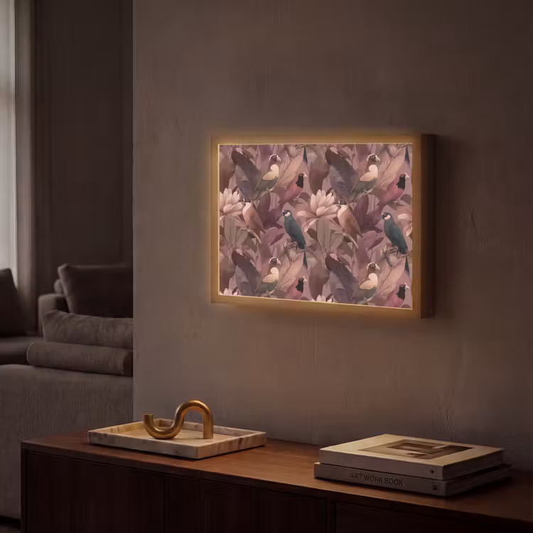 Lightbox - Wandlamp - Vogels - Bladeren - Roze — 2