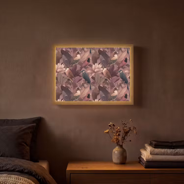 Lightbox - Wandlamp - Vogels - Bladeren - Roze — 3