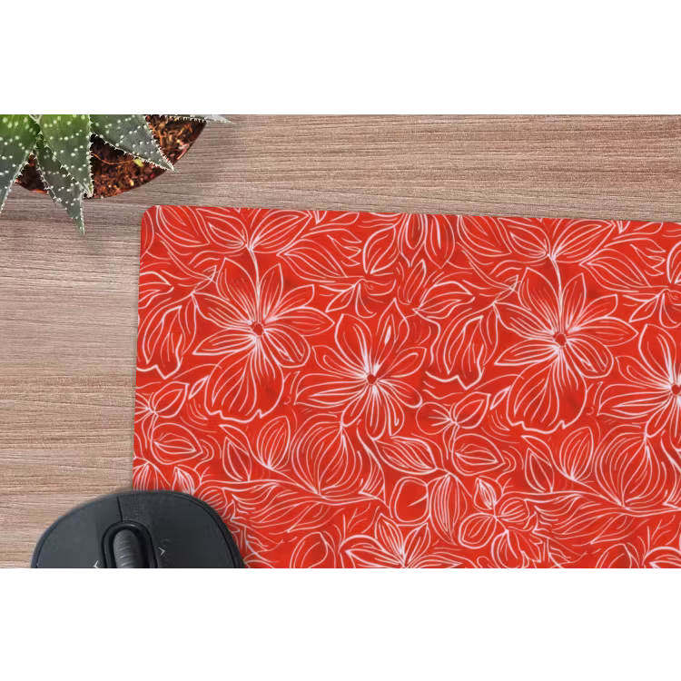 Muismat - Bloemen - Patroon - Rood — 4