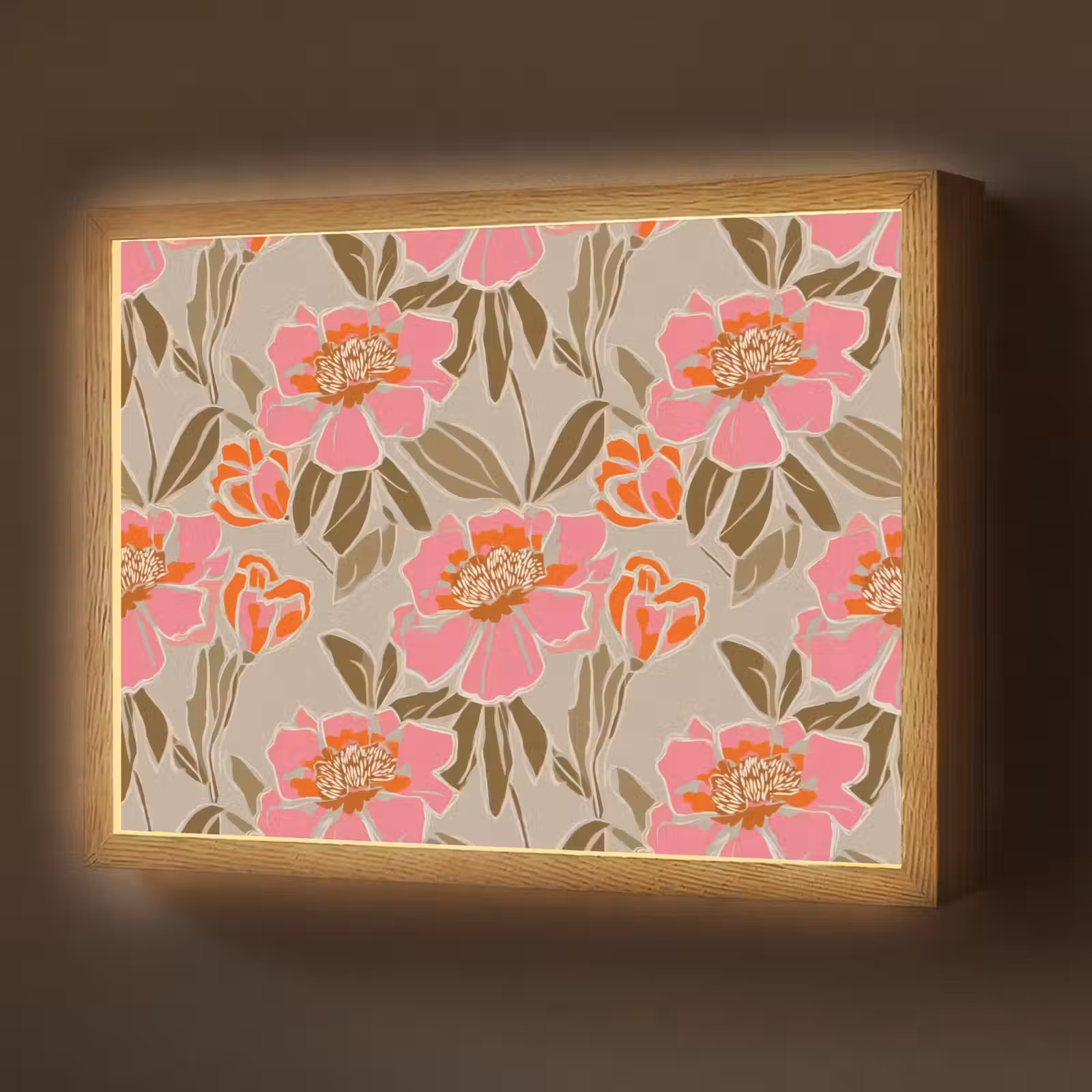 Lightbox - Wandlamp - Pioenrozen - Patroon - Roze — 1