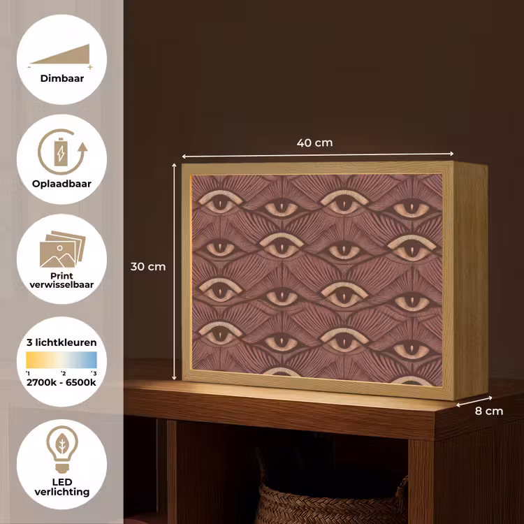 Lightbox - Wandlamp - Mystiek - Ogen - Bruin — 10