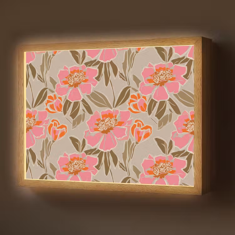 Lightbox - Wandlamp - Pioenrozen - Patroon - Roze — 1