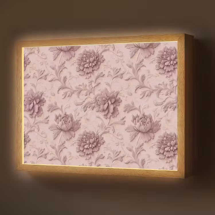 Lightbox - Wandlamp - Reliëf - Pioenrozen - Roze — 1