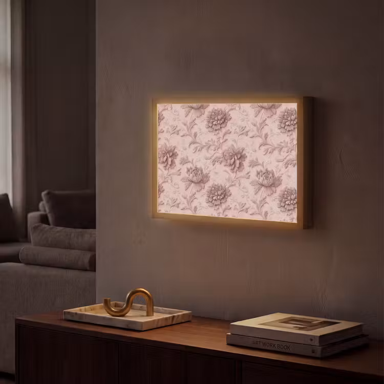 Lightbox - Wandlamp - Reliëf - Pioenrozen - Roze — 2