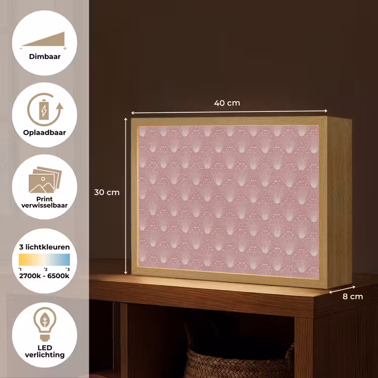 Lightbox - Wandlamp - Trendy - Patroon - Roze — 10